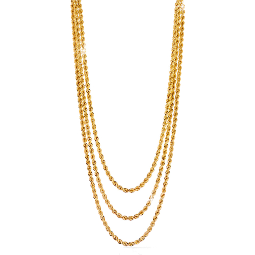 Collana Lunga Tre Fili Bronzo Dorato UNOAERRE | Maglia a Corda Torchon | Gioiello Elegante Made in Italy