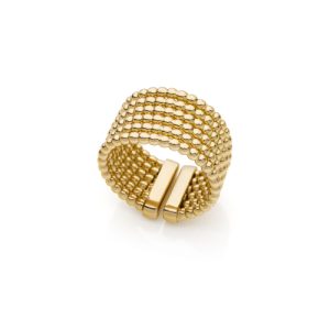 Anello Fascia Larga UNOAERRE Bronzo Dorato | Design a Sfera Multi-Fila | Gioiello Ball Ring Made in Italy