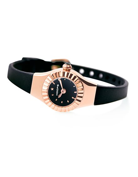 Orologio Donna Hoops 2470L-RG01 Piccolo Cinturino Nero Silicone | Cassa Tonda Oro Rosa Design