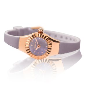 Orologio Donna Hoops 2470L-RG05 Mini Cinturino Grigio/Lavanda Silicone | Cassa Tonda Oro Rosa Design