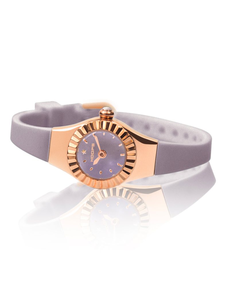 Orologio Donna Hoops 2470L-RG05 Mini Cinturino Grigio/Lavanda Silicone | Cassa Tonda Oro Rosa Design