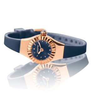 Orologio Hoops 2470L-RG08 Donna Mini Oro Rosa | Cassa Rose Gold Ghiera Zigrinata | Cinturino Silicone Blu Navy | Quadrante Scuro | Made in Italy