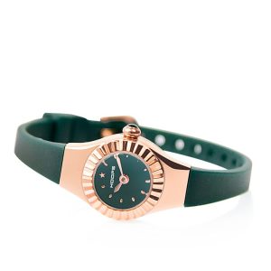 Orologio Donna Hoops 2470L-RG09 Mini Cinturino Verde Scuro Silicone | Cassa Tonda Oro Rosa Design