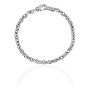 Bracciale Uomo Unoaerre Maglia Rollò in Bronzo Bianco Rodiato Made in Italy
