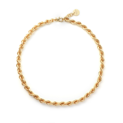 Collana Girocollo Maglia Corda Grossa UNOAERRE Bronzo Dorato (2557) | Maglia Rope Chunky Lunghezza Choker | Gioiello Statement Made in Italy