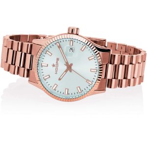 Orologio Hoops Donna 2590LG02 Automatico Oro Rosa | Bracciale Maglia Metallo | Quadrante Azzurro