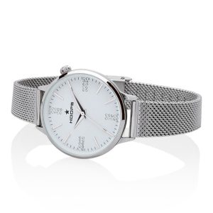 Orologio Donna Hoops 2610LD-S01 Gioiello Acciaio | Bracciale Maglia Milano Silver | Quadrante Bianco Diamantato