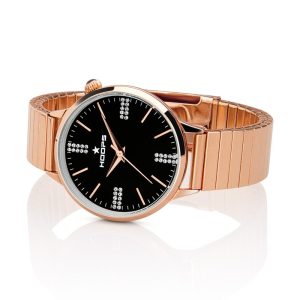 Orologio Hoops Donna 2613LD-RG02 Gioiello Bracciale Elastico Oro Rosa | Quadrante Nero Diamantato