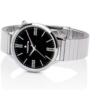 Orologio Hoops Donna 2613LD-S02 Gioiello Bracciale Elastico Acciaio | Quadrante Nero Diamantato