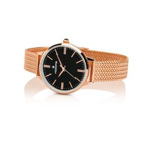Orologio Donna Hoops 2614L-RG02 Maglia Milanese Spessa Rose Gold | Quadrante Nero Elegante