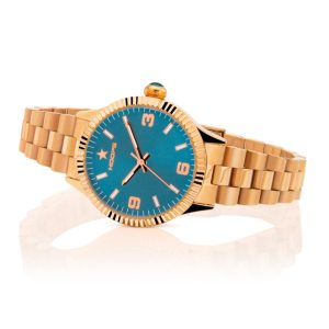 Orologio Hoops 2618L-RG04 Unisex Oro Rosa | Bracciale Classico | Quadrante Blu Petrolio Numeri Arabi