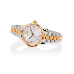 Orologio Hoops 2618LSRG02 Unisex Bicolore Acciaio Oro Rosa | Lunetta Godronata | Quadrante Bianco Numeri Arabi