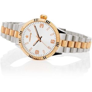 Orologio Hoops 2618LSRG-03 Unisex Bicolore Acciaio Oro Rosa | Lunetta Godronata | Quadrante Bianco Numeri Arabi