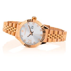 Orologio Hoops 2619LD-RG03 Donna Gioiello Oro Rosa | Datario | Diamanti | Numeri Romani | Lunetta Godronata