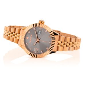 Orologio Hoops 2619LD-RG04 Donna Gioiello Oro Rosa | Quadrante Grigio Diamanti | Datario | Lunetta Godronata