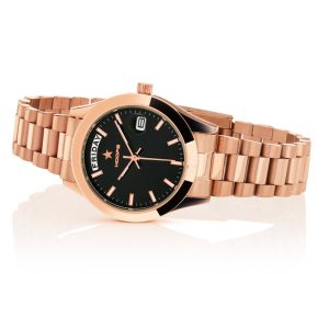 Orologio Hoops 2620L-RG02 Unisex Day-Date Oro Rosa | Quadrante Nero | Bracciale a Maglie