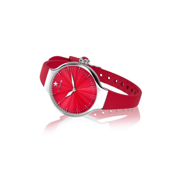 Orologio Hoops 2634L-S03 Donna Sportivo Acciaio | Quadrante Rosso Raggiera | Cinturino Silicone Rosso