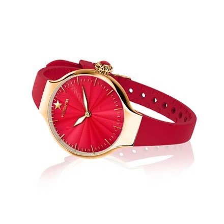 Orologio Hoops 2634L-YG03 Donna Sportivo Oro Giallo | Quadrante Rosso Raggiera | Cinturino Silicone Rosso