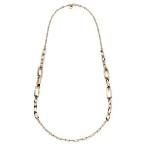 Collana Lunga Donna Unoaerre Maglia Alternata in Bronzo Placcato Oro Giallo Made in Italy