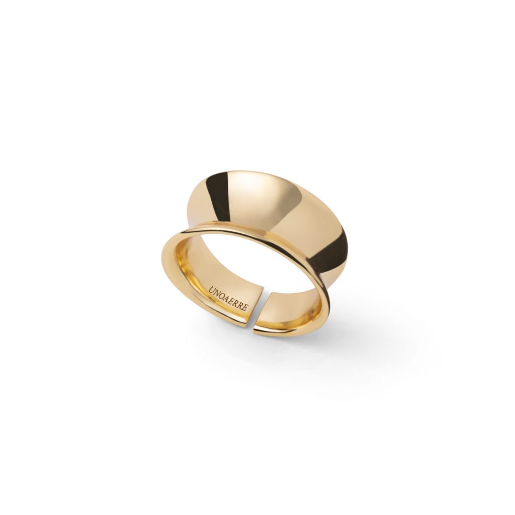 Anello Donna Unoaerre Scultoreo in Bronzo Placcato Oro Giallo Made in Italy Regolabile