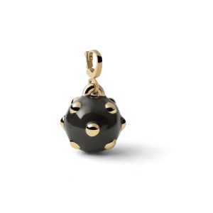 Charm Pendente Unoaerre Mina Sferica in Bronzo Placcato Oro Giallo e Smalto Nero Made in Italy