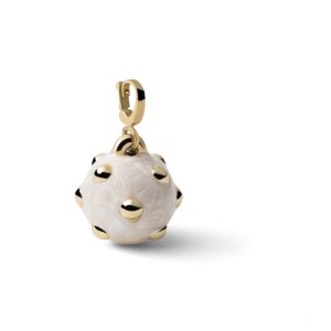 Charm Pendente Unoaerre Mina Sferica in Bronzo Placcato Oro Giallo e Smalto Bianco Made in Italy