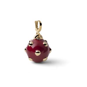 Charm Pendente Unoaerre Mina Sferica in Bronzo Placcato Oro Giallo e Smalto Bordeaux Made in Italy