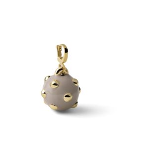 Charm Pendente Unoaerre Mina Sferica in Bronzo Placcato Oro Giallo e Smalto Beige Made in Italy
