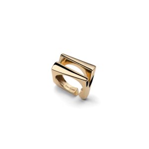 Anello Open Quadra Scultoreo UNOAERRE Bronzo Dorato (2758) | Cocktail Ring Geometrico Regolabile | Gioiello Statement Made in Italy