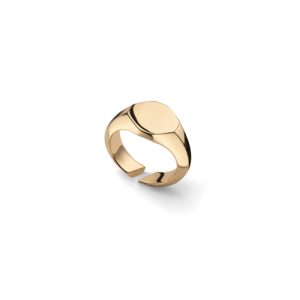 Anello Sigillo Open Ovale UNOAERRE Bronzo Dorato (2760) | Chevalier Scudo Lucido Regolabile | Gioiello Statement Made in Italy