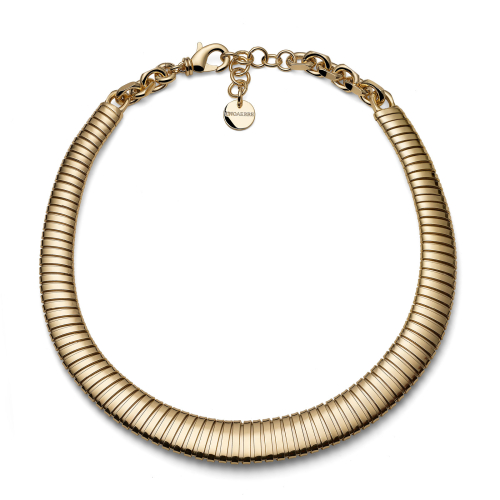 Collana Girocollo Tubogas UNOAERRE Bronzo Dorato (2774) | Rigida Fascia Sinuosa Regolabile | Gioiello Statement Made in Italy