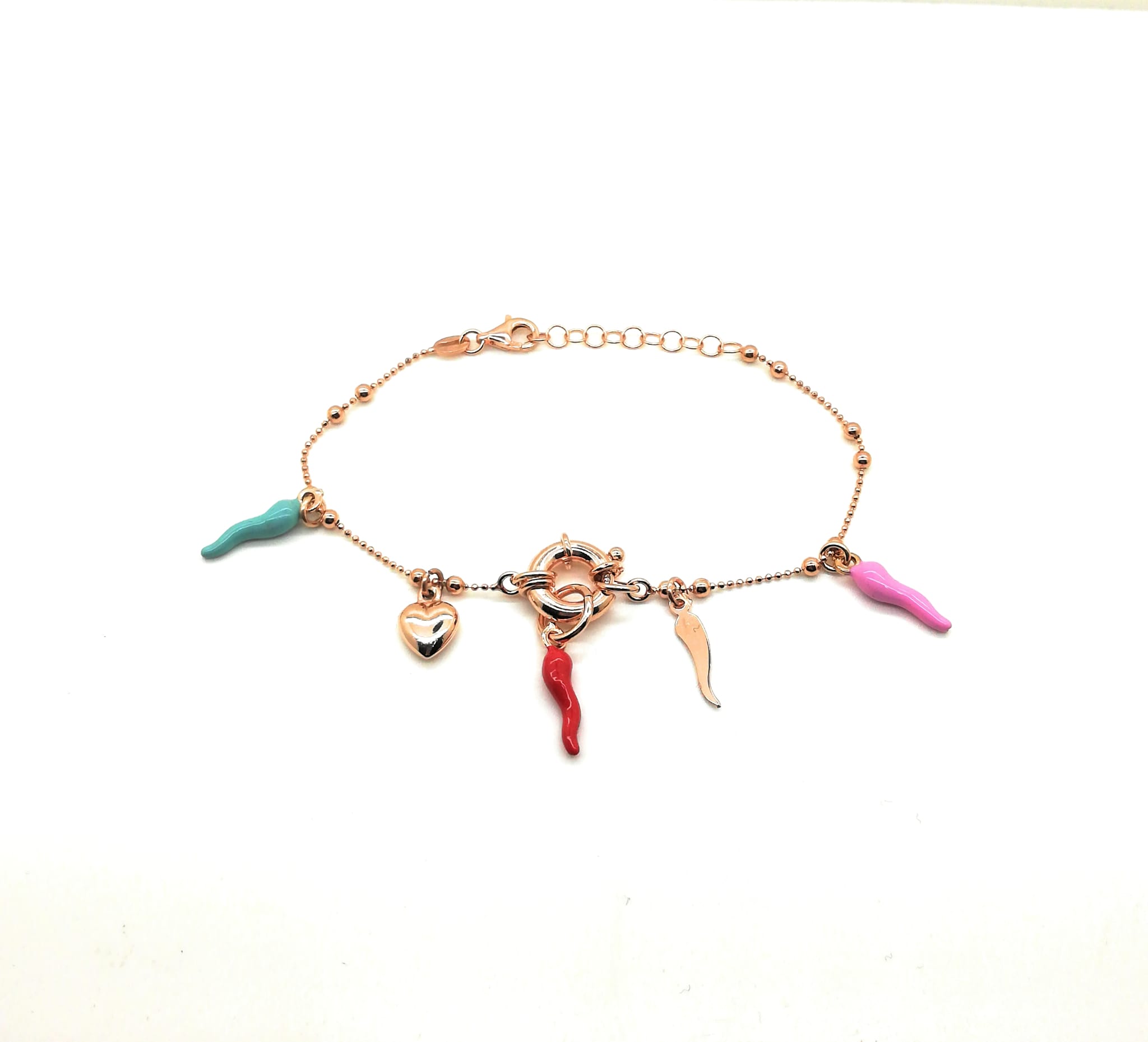 Bracciale portafortuna in argento rosè 925