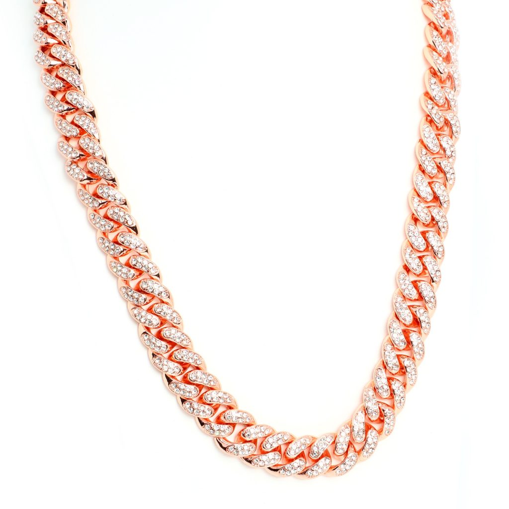 Collana cuban style in acciaio rosato CBN6