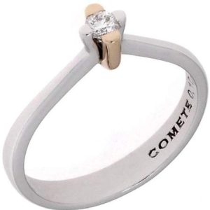 Anello Comete in oro bianco e rosa con diamante ANB 859
