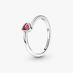 Anello Pandora con solitario a cuore rosso 199267C01