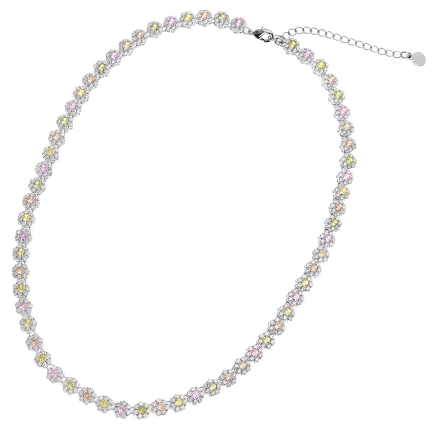 Collana Tennis Ottaviani Fiori con Zirconi Multicolore e Bianchi | Girocollo Elegante 501116C