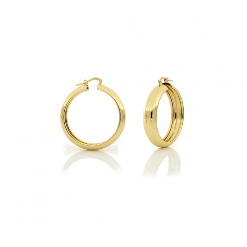 Orecchini a Cerchio Spessi UNOAERRE Bronzo Dorato | Creoli Tubolari Lisci | Gioiello Classico Made in Italy