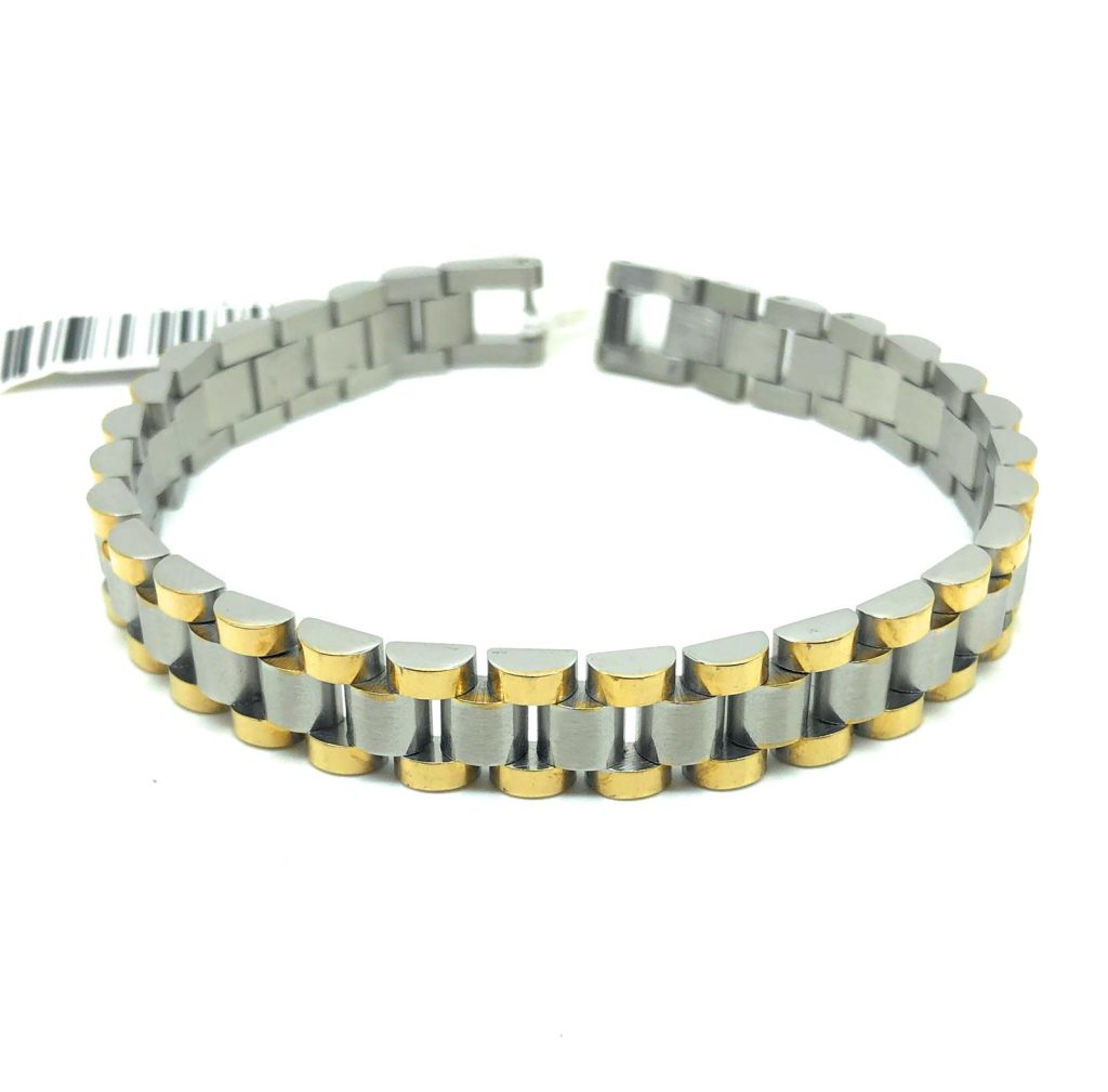 Bracciale in acciaio maglia stile Presidente TRE3