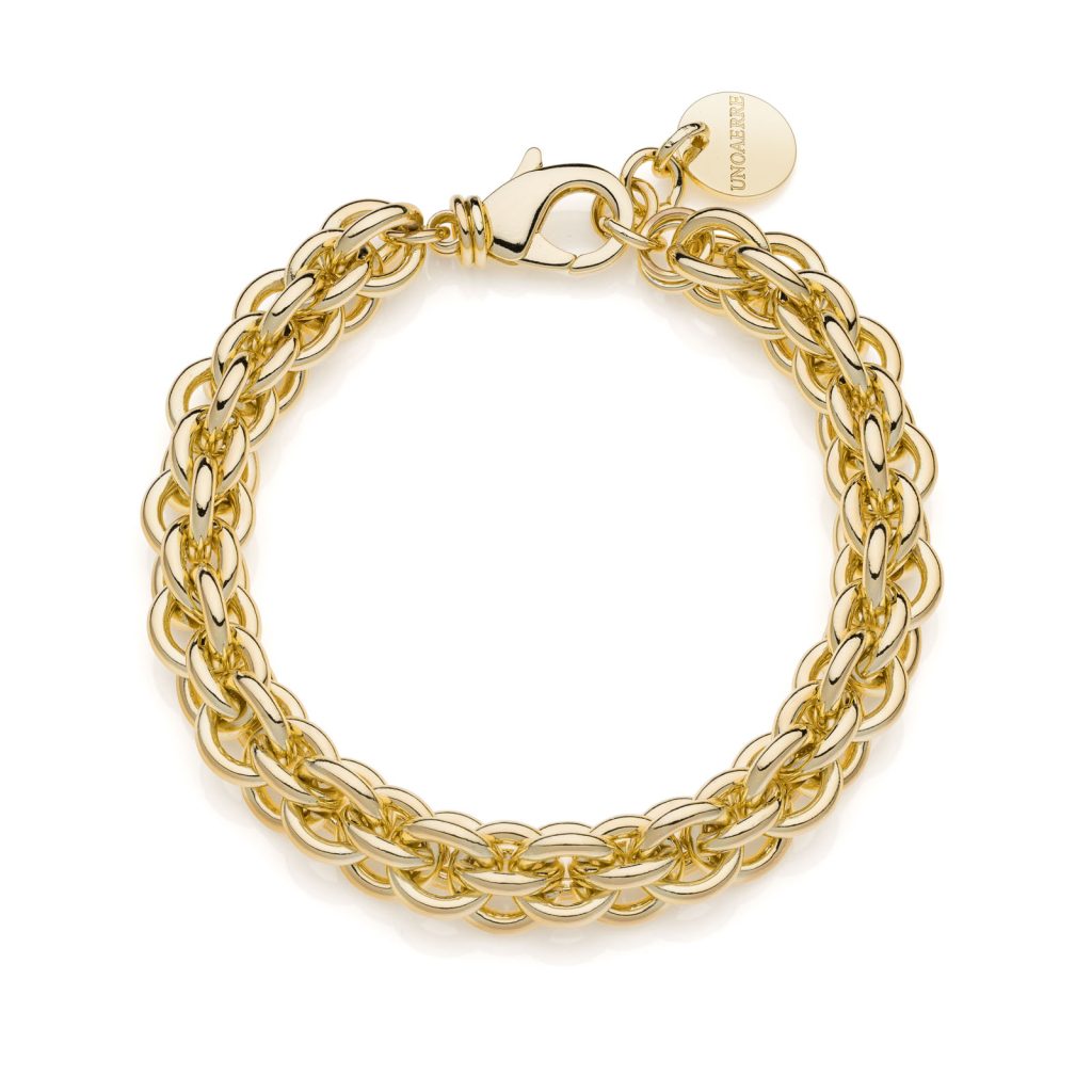Bracciale Unoaerre Doppia Catena Rolo in Bronzo Dorato Made in Italy | Stile Audace e Luminoso – Perfetto per il Layering