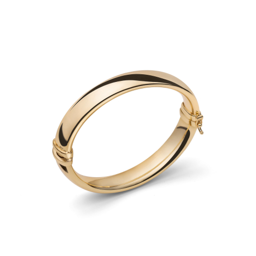 Bracciale Rigido Fascia Bombata Torchon UNOAERRE Bronzo Dorato (2670) | Bangle Apribile Nodo Scultoreo | Gioiello Statement Made in Italy