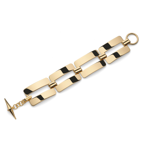Bracciale Unoaerre a Maglie Larghe in Bronzo Dorato Made in Italy | Design Moderno a Placche Placcate Oro – Stile Audace