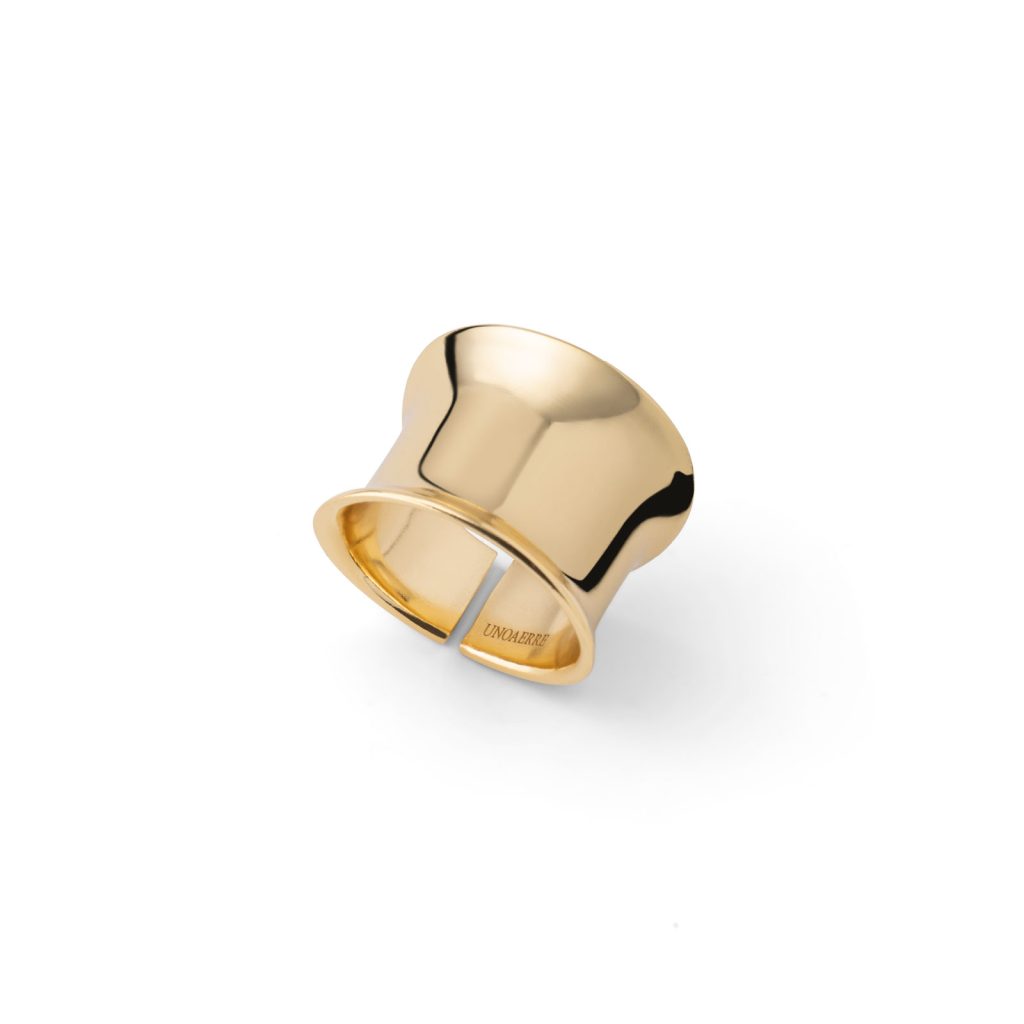 Anello Donna Unoaerre Scultoreo in Bronzo Placcato Oro Giallo Made in Italy Regolabile