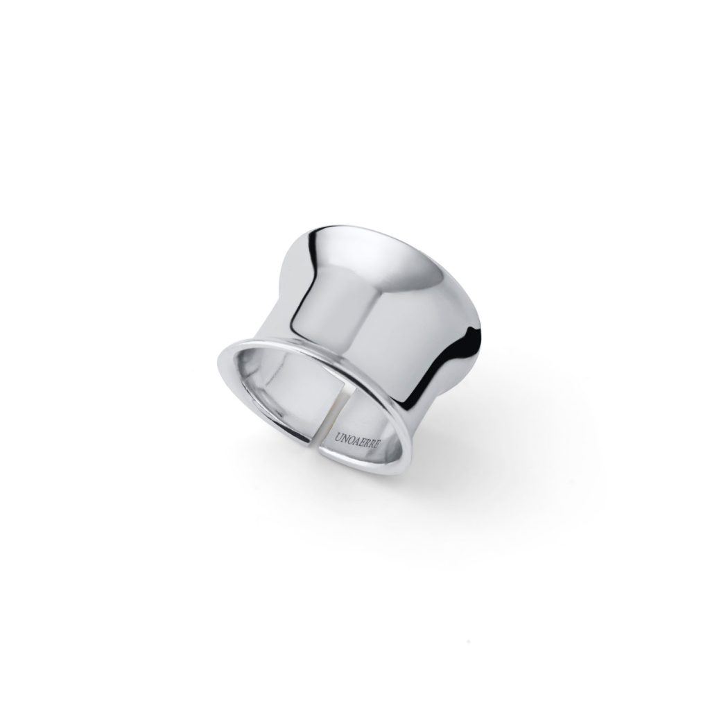 Anello Donna Unoaerre Scultoreo in Bronzo Rodiato Made in Italy Regolabile