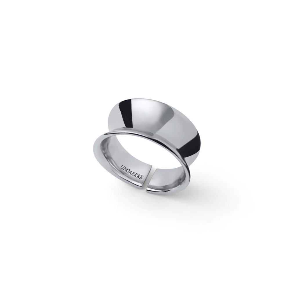 Anello Donna Unoaerre Scultoreo in Bronzo Rodiato Made in Italy Regolabile