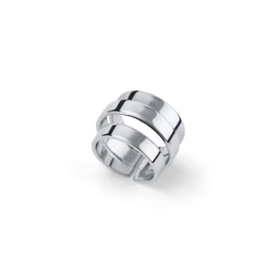 Anello Unoaerre Regolabile in Bronzo Argentato Made in Italy | Design a Fasce Multiplespirale – Eleganza Moderna