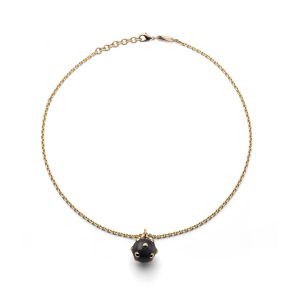 Collana Unoaerre Corta in Bronzo Dorato Made in Italy | Charm Mina Nero – Stile Audace e Moderno
