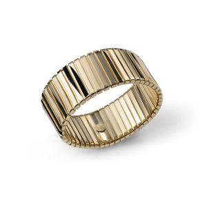 Bracciale Fascione Elastico UNOAERRE Bronzo Dorato (2722) | Bangle Scanalato A Molla Chunky | Gioiello Striato Made in Italy
