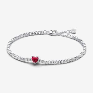Bracciale Pandora Tennis con Cuore Rosso 590041C02
