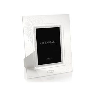 Cornice Foto Ottaviani in Cristallo e Argento 999 Laminato – Design Floreale Elegante