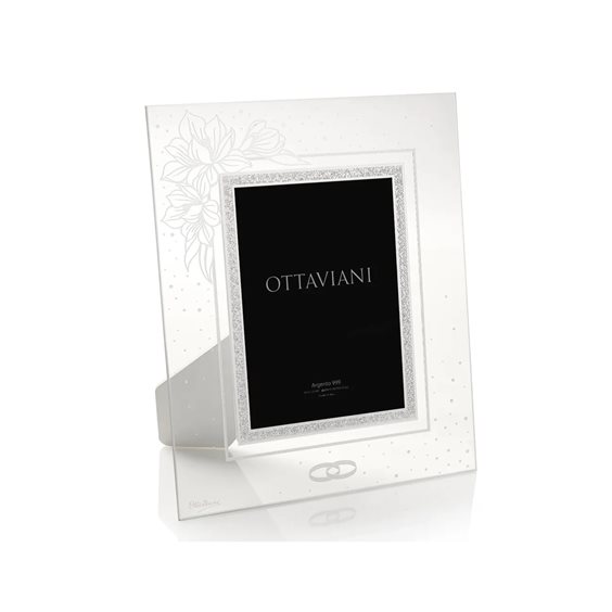Cornice Foto Ottaviani in Cristallo e Argento 999 Laminato – Design Floreale Elegante